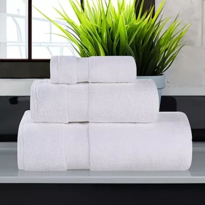 Superior Zero Twist Cotton 3pc Chevron Towel Set 3-pc. Quick Dry Bath Towel Set In White