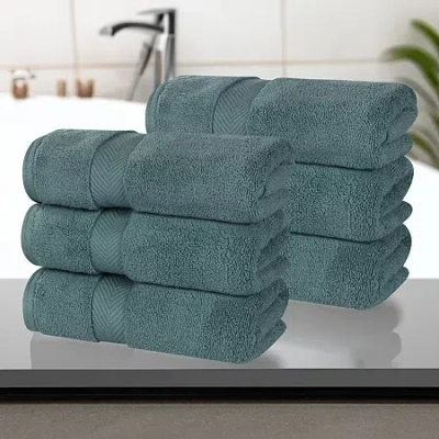 Superior Zero Twist Cotton 6pc Chevron Hand Towel 6-pc. Quick Dry Bath Towel Set In Blue