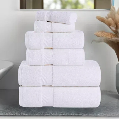 Superior Zero Twist Cotton 6pc Chevron Towel Set 6-pc. Quick Dry Bath Towel Set In White