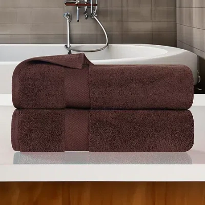 Superior Zero Twist Cotton Chevron 2-pc. Quick Dry Bath Towel Set In Brown