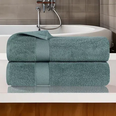 Superior Zero Twist Cotton Chevron 2-pc. Quick Dry Bath Towel Set In Green