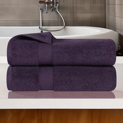 Superior Zero Twist Cotton Chevron 2-pc. Quick Dry Bath Towel Set In Purple