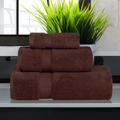 Superior Zero Twist Cotton Chevron 3-pc. Quick Dry Bath Towel Set In Brown