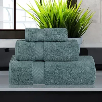 Superior Zero Twist Cotton Chevron 3-pc. Quick Dry Bath Towel Set In Green