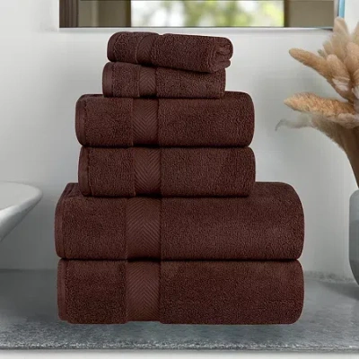 Superior Zero Twist Cotton Chevron 6-pc. Quick Dry Bath Towel Set In Brown