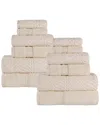 Superior Zero Twist Cotton Elegant Chevron Soft Absorbent 12pc Assorted Towel Set