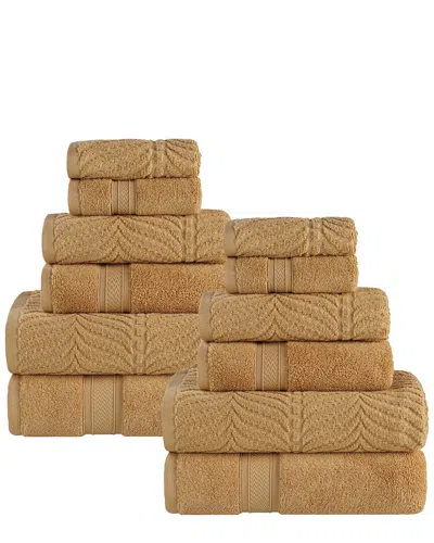 SUPERIOR SUPERIOR ZERO TWIST COTTON ELEGANT CHEVRON SOFT ABSORBENT 12PC ASSORTED TOWEL SET