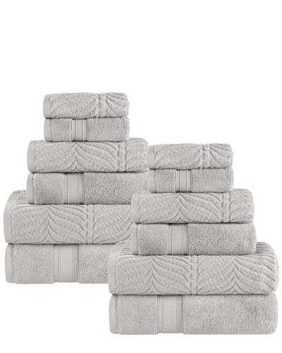 SUPERIOR SUPERIOR ZERO TWIST COTTON ELEGANT CHEVRON SOFT ABSORBENT 12PC ASSORTED TOWEL SET