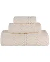 Superior Zero Twist Cotton Elegant Chevron Soft Absorbent 3pc Jacquard Towel Set