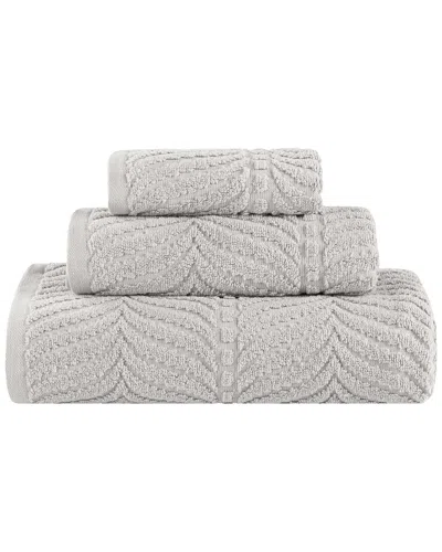 SUPERIOR SUPERIOR ZERO TWIST COTTON ELEGANT CHEVRON SOFT ABSORBENT 3PC JACQUARD TOWEL SET