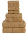 Superior Zero Twist Cotton Elegant Chevron Soft Absorbent 6pc Assorted Towel Set