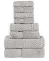 Superior Zero Twist Cotton Elegant Chevron Soft Absorbent 6pc Assorted Towel Set