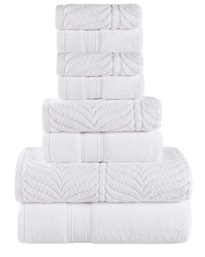 Superior Zero Twist Cotton Elegant Chevron Soft Absorbent 8pc Assorted Towel Set