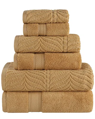 Superior Zero Twist Cotton Elegant Chevron Soft Absorbent 8pc Assorted Towel Set In Brown