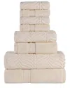 Superior Zero Twist Cotton Elegant Chevron Soft Absorbent 8pc Assorted Towel Set