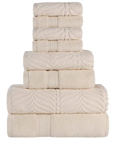 Superior Zero Twist Cotton Elegant Chevron Soft Absorbent 8pc Assorted Towel Set In Neutral