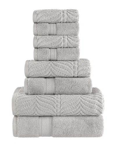 SUPERIOR SUPERIOR ZERO TWIST COTTON ELEGANT CHEVRON SOFT ABSORBENT 8PC ASSORTED TOWEL SET