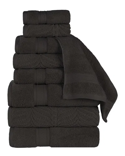 Superior Zero Twist Cotton Elegant Chevron Soft Absorbent 9pc Assorted Towel Set In Black