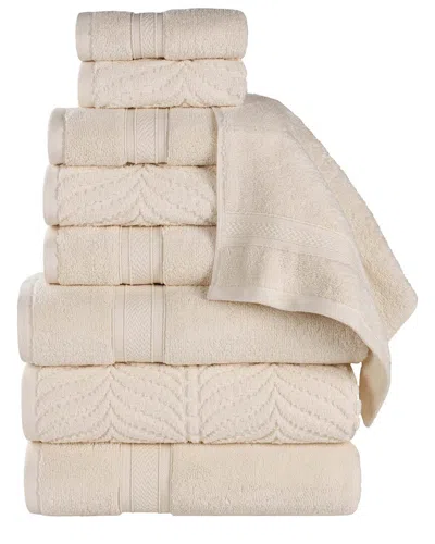 Superior Zero Twist Cotton Elegant Chevron Soft Absorbent 9pc Assorted Towel Set In Black