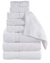 SUPERIOR SUPERIOR ZERO TWIST COTTON ELEGANT CHEVRON SOFT ABSORBENT 9PC ASSORTED TOWEL SET