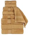 Superior Zero Twist Cotton Elegant Chevron Soft Absorbent 9pc Assorted Towel Set