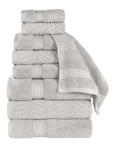 Superior Zero Twist Cotton Elegant Chevron Soft Absorbent 9pc Assorted Towel Set In Gray
