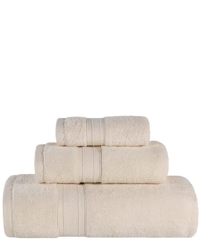 Superior Zero Twist Cotton Elegant Soft Absorbent 3pc Solid Towel Set In Neutral