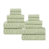 Superior Zuma Collection | 100% Cotton 12-pc. Quick Dry Solid Bath Towel Set In Green