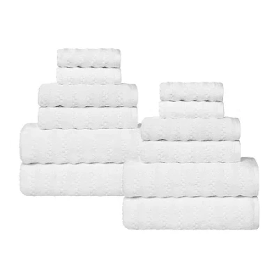 Superior Zuma Collection | 100% Cotton 12-pc. Quick Dry Solid Bath Towel Set In White