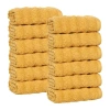 Superior Set Of 12 Zuma Zero Twist Cotton Medium Weight Washcloths In Yellow