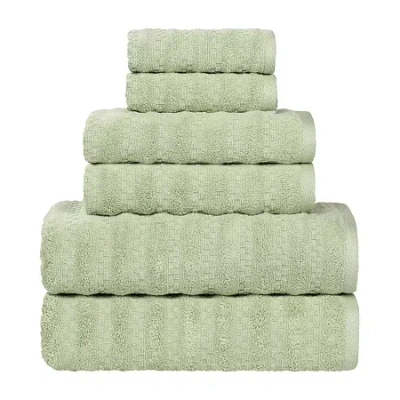 Superior Zuma Collection | 100% Cotton 6-pc. Quick Dry Chevron Bath Towel Set In Green
