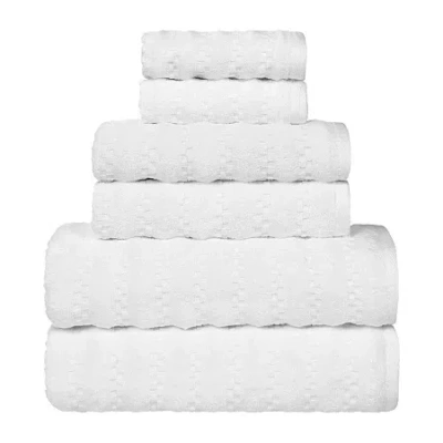 Superior Zuma Collection | 100% Cotton 6-pc. Quick Dry Chevron Bath Towel Set In White