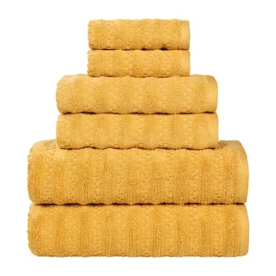Superior Zuma Collection | 100% Cotton 6-pc. Quick Dry Chevron Bath Towel Set In Yellow