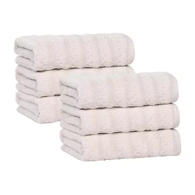 Superior Zuma Collection | 100% Cotton 6-pc. Solid Hand Towel In Silver
