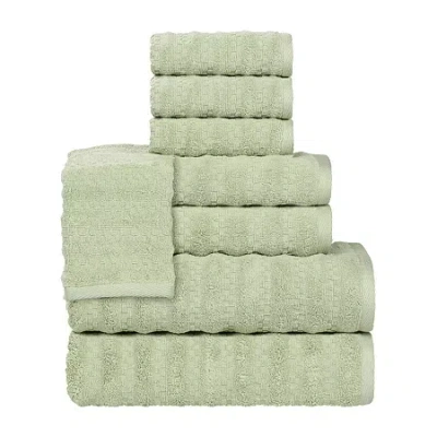 Superior Zuma Collection | 100% Cotton 8-pc. Quick Dry Solid Bath Towel Set In Green