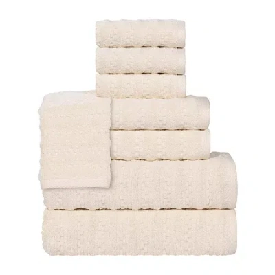 Superior Zuma Collection | 100% Cotton 8-pc. Quick Dry Solid Bath Towel Set In White