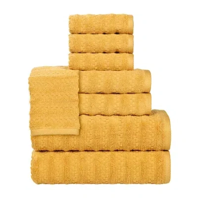 Superior Zuma Collection | 100% Cotton 8-pc. Quick Dry Solid Bath Towel Set In Yellow