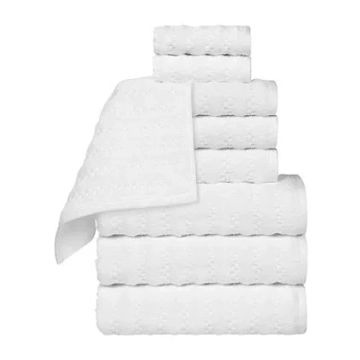Superior Zuma Collection | 100% Cotton 9-pc. Quick Dry Solid Bath Towel Set In White
