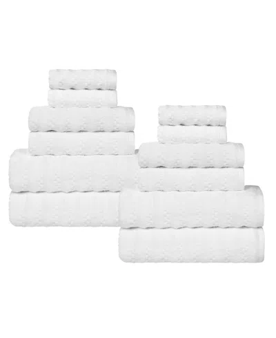Superior Zuma Cotton 12-piece Towel Set In White