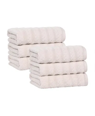 Superior Zuma Zero Twist Cotton Absorbent Quick Dry Soft Absorbent 6-piece Hand Towels Set In Neutral