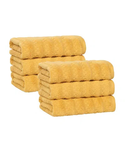 Superior Zuma Zero Twist Cotton Absorbent Quick Dry Soft Absorbent 6-piece Hand Towels Set In Gold