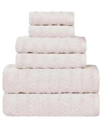 Superior Zuma Zero Twist Cotton Medium Weight Soft Absorbent 6pc Towel Set In Neutral