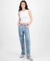 Superjene Juniors' Metallic Coated Wide-leg Jeans