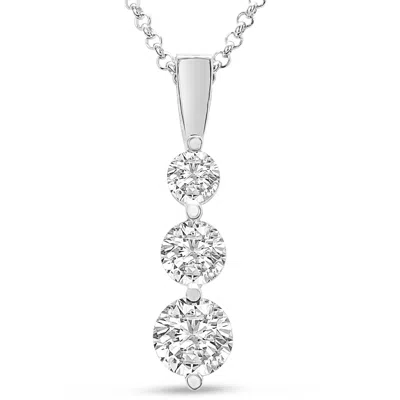 Superjeweler 1 1/2 Carat Lab Grown Diamond Three Stone Necklace In Sterling Silver, 18 Inches