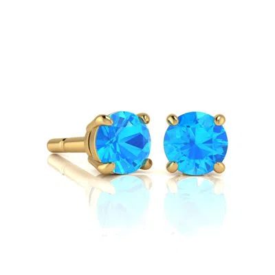 Superjeweler 1 1/2carat Gemstone Stud Earrings In Gold-classic Solitaire Gemstone Earrings All Gemstone Options In Blue