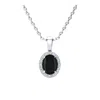 Superjeweler 1 1/4 Carat Oval Shape Gemstone And Halo Diamond Necklace In Sterling Silver With 18 Inch Chain In Black