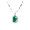 Superjeweler 1 1/4 Carat Oval Shape Gemstone And Halo Diamond Necklace In Sterling Silver With 18 Inch Chain In Gold