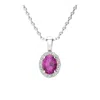 Superjeweler 1 1/4 Carat Oval Shape Gemstone And Halo Diamond Necklace In Sterling Silver With 18 Inch Chain In Multi