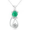 Superjeweler 1 Carat Gemstone And Diamond Cat Necklace In Sterling Silver With 18 Inch Chain In Gold