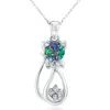 Superjeweler 1 Carat Gemstone And Diamond Cat Necklace In Sterling Silver With 18 Inch Chain In Multi